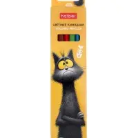 Карандаши 6цв, Hatber, заточ, трехгр, коробка, европодвес 94072