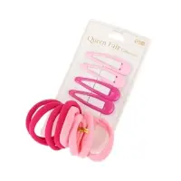 Набор для волос QF &laquo;Мира&raquo;, 12 шт.: 4 невидимки 5 см, 8 резинок 3.5 см, розовый