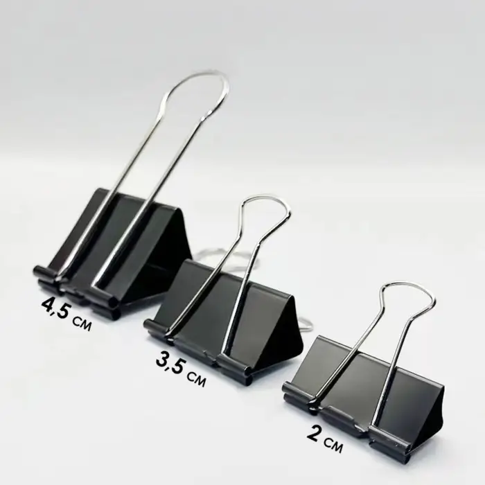 Зажим для бумаг черный 60 мм большой 20&times;6&times;4.5 см в пакете