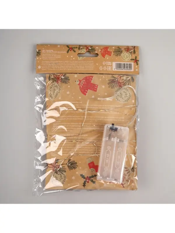 Гирлянда &laquo;Нить&raquo; 2 м, роса с насадками &laquo;Прищепки-звёздочки&raquo;, IP20, серебристая нить, 20 LED, от батареек АА&times;2, свечение тёплое белое