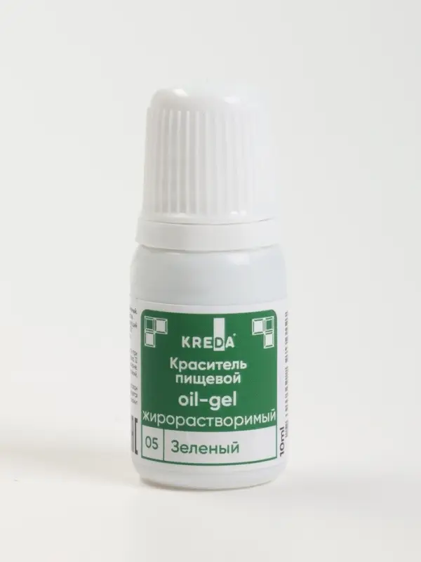 Краситель пищевой Kreda Bio Oil-gel, жирорастворимый, зелёный, 10 мл