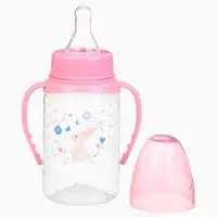 Бутылочка для кормления малыша M&B &laquo;Доченька&raquo;, классическое горло, с ручками, от 0 мес., 150 мл., розовый