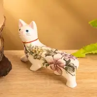 Сувенир «Котик в цветах», 13×3×9 см, дерево, белый