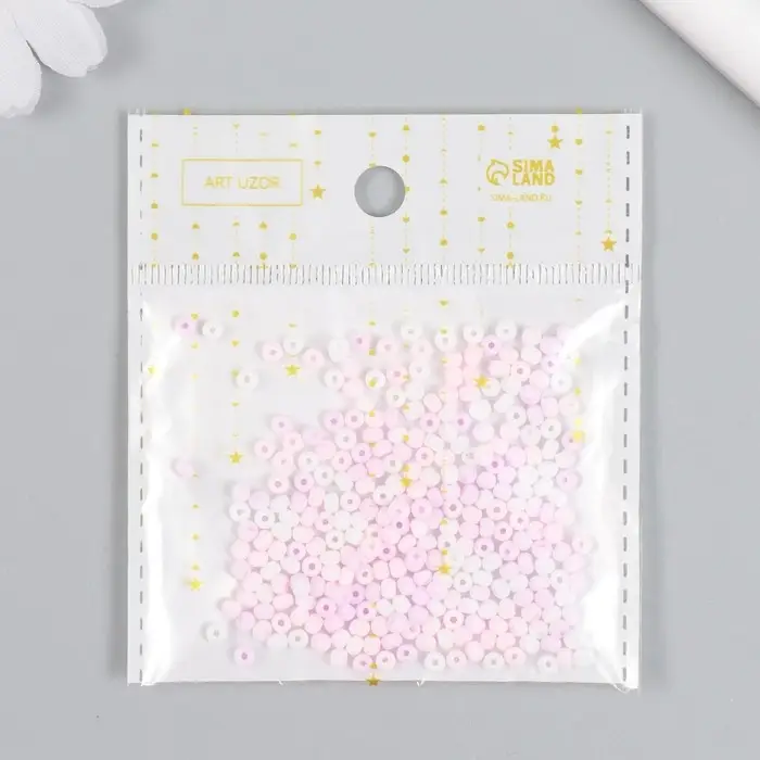 Бисер стекло 8/0  Бисер стекло 8/0 "Маршмеллоу. Матовый. Меланж. Сирень" 10 гр