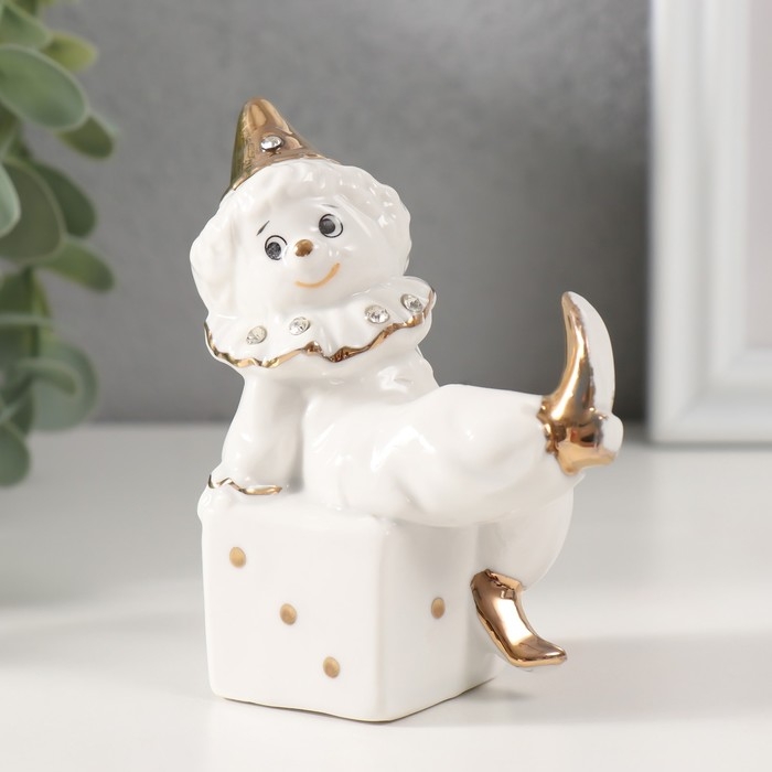 Сувенир керамика Сувенир керамика "Клоун на игральном кубике" белый с золотом, стразы 4,4х7х9,5 см