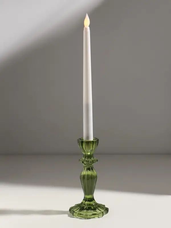 Подсвечник стекло  Подсвечник стекло "Бутон на ножке" зелёный d=2 см 8х8х15 см