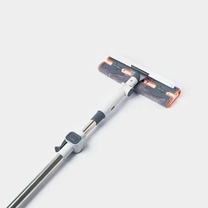 Оконная швабра с креплением на зажимах 28&times;8 см, длина 103-145 см, 2 насадки, 45+180 поворот