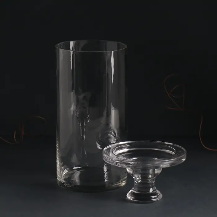 Стеклянный подсвечник на 1 свечу &laquo;Цилиндр широкий&raquo;, прозрачный, d=2 см и d=8 см; 11&times;11&times;20 см