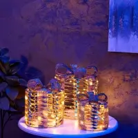 Фигура световая &laquo;Подарки цилиндр бежевые&raquo;, 25&times;20&times;15 см, 90 LED, от батареек AAx8, свечение тёплое белое