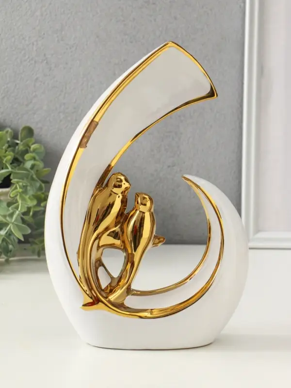 Фигура керамика &laquo;Две птички. Абстракция&raquo;, белый с золотом, 8&times;20&times;29 см