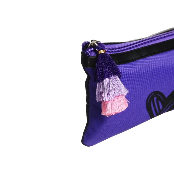 Пенал мягкий, 1 отделение, 90 х 200 мм, плоский, Феникс Пенал мягкий, 1 отделение, 90 х 200 мм, плоский, Феникс "Вайб твоего сердца" фиолетовый 61335