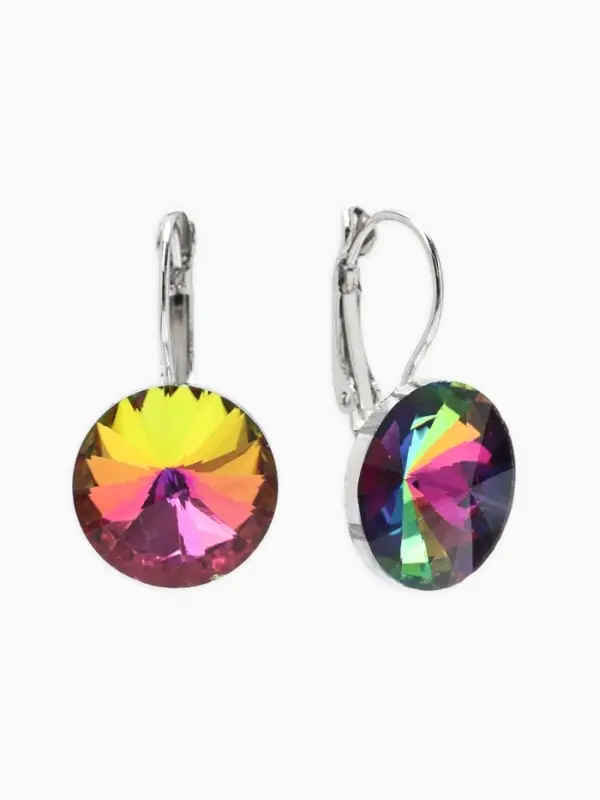 Серьги со стразами &laquo;Яркая классика&raquo;, разноцветный в серебре, d=1.6 см
