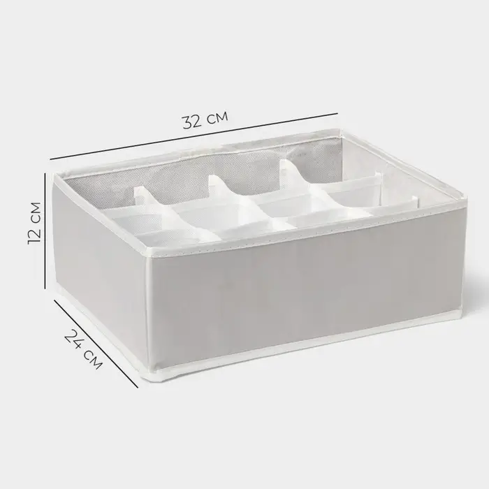 Органайзер для хранения белья LaDо́m, 12 ячеек, 32&times;24&times;12 см, серый