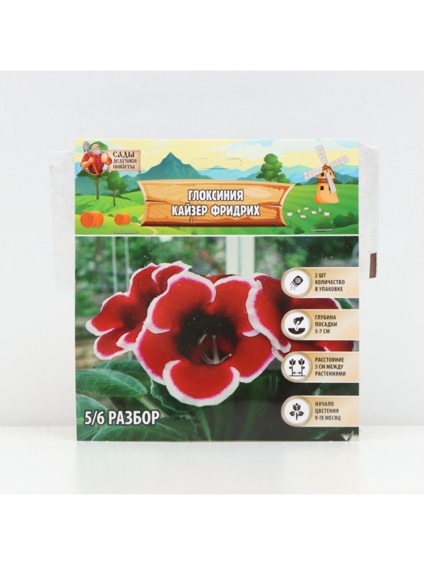 Глоксиния «Кайзер Фридрих», многолетник, комнатный, луковица в пакете с перфорацией, р-р 5/6, 2 шт.