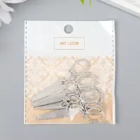 Декор металл для творчества "Ажурные ножницы" серебро (А9361) 3,6х2,5 см