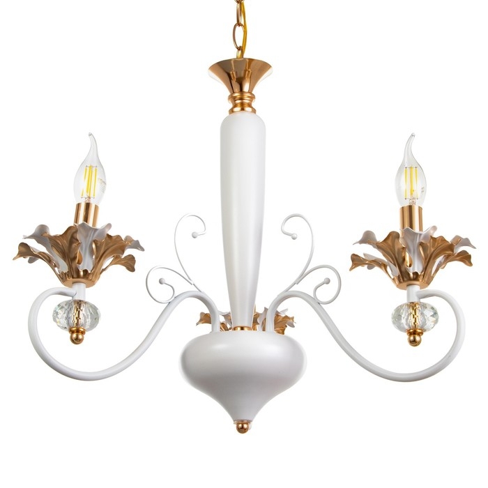 Люстра Люстра "Лиолет" 3хЕ14 40Вт бело-золотой 56х70х56 см BayerLux