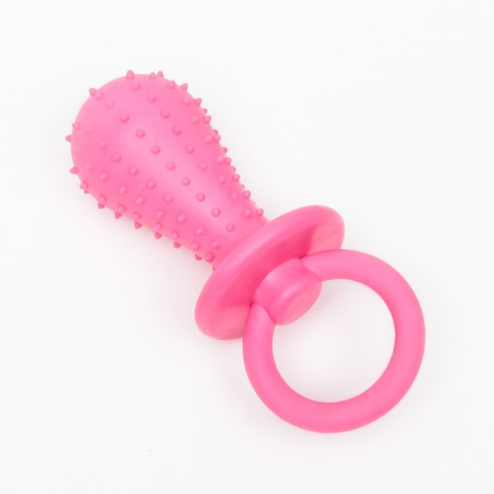 Игрушка жевательная "Пустышка для малышки", TPR, 14,5 см, розовая