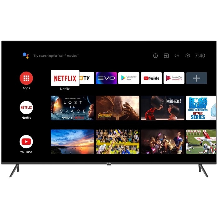 Телевизор Haier SMART TV S1, 43 Телевизор Haier SMART TV S1, 43",  3840x2160, DVB-T/T2/C/S2, HDMI 4, USB 2, Smart TV, чёрный