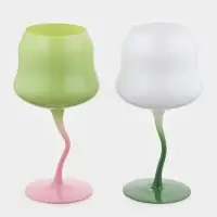 Бокалы для вина Pint, 465 мл, 8×19 см, набор 2 шт., стекло, зелёные, белые Бокалы для вина Pint, 465 мл, 8×19 см, набор 2 шт., стекло, зелёные, белые