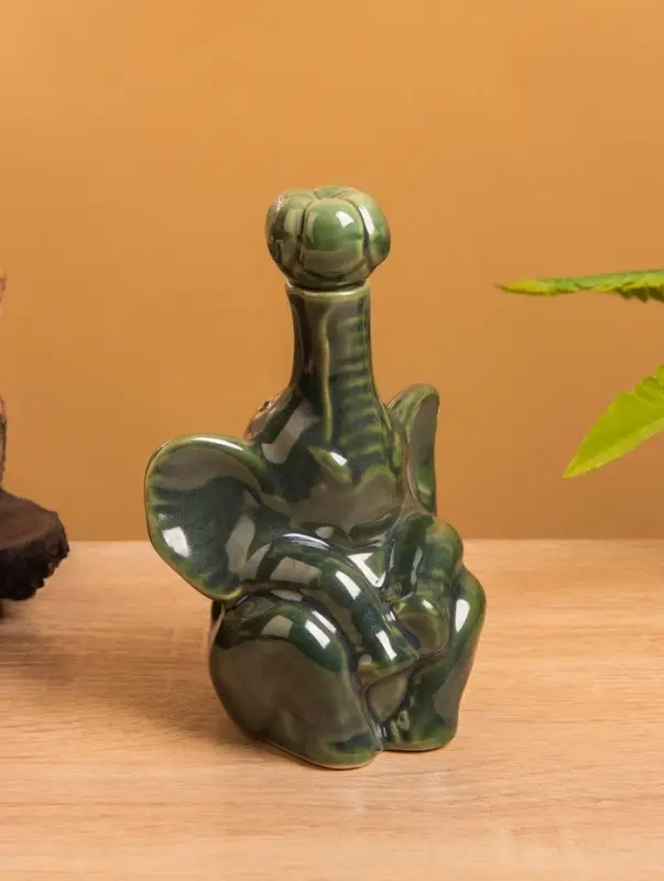 Сосуд для масла «Слон», 10×8×14 см, керамика, зелёный