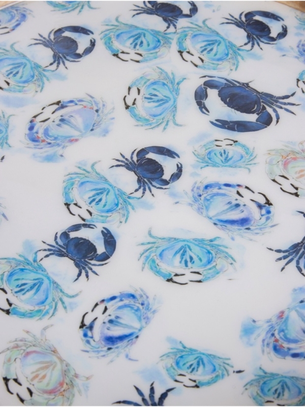 Поднос круглый с бортиками Поднос круглый с бортиками "Крабы" дерево манго 35х35х6,5 см