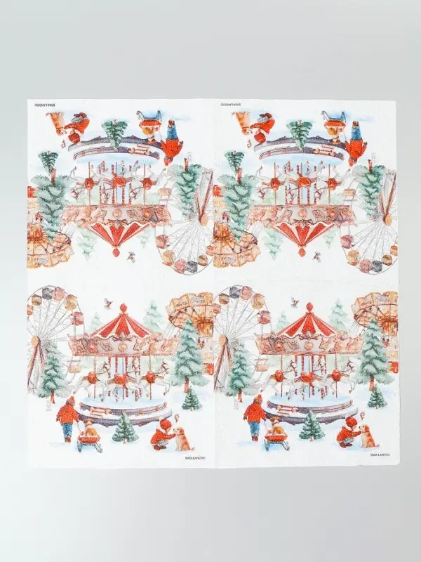 Салфетки бумажные двухслойные "Новогодние забавы", 33*33 см, набор 20 штук