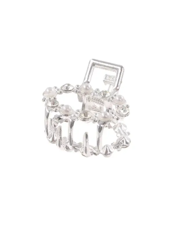 Крабик для волос «Мелани», овал, 2.5 см, серебристо-белый Крабик для волос «Мелани», овал, 2.5 см, серебристо-белый