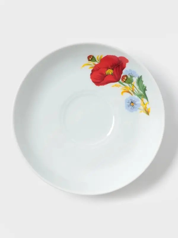 Блюдце Добрушский завод &laquo;Маки красные&raquo;, d=15 см, фарфор, белое