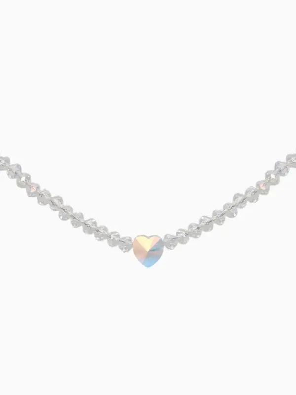 Чокер из бисера «Хрусталь», цветной в серебре, 37 см + 5 см доп, цепочка