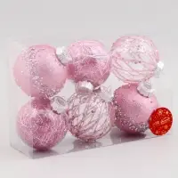 Ёлочные игрушки &laquo;Жаклин&raquo;, шары новогодние, d=8 см, набор 6 шт., розовый