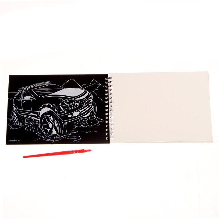 Гравюра блокнот детский «Поехали!», 10 листов, штихель, для мальчика Гравюра блокнот детский «Поехали!», 10 листов, штихель, для мальчика