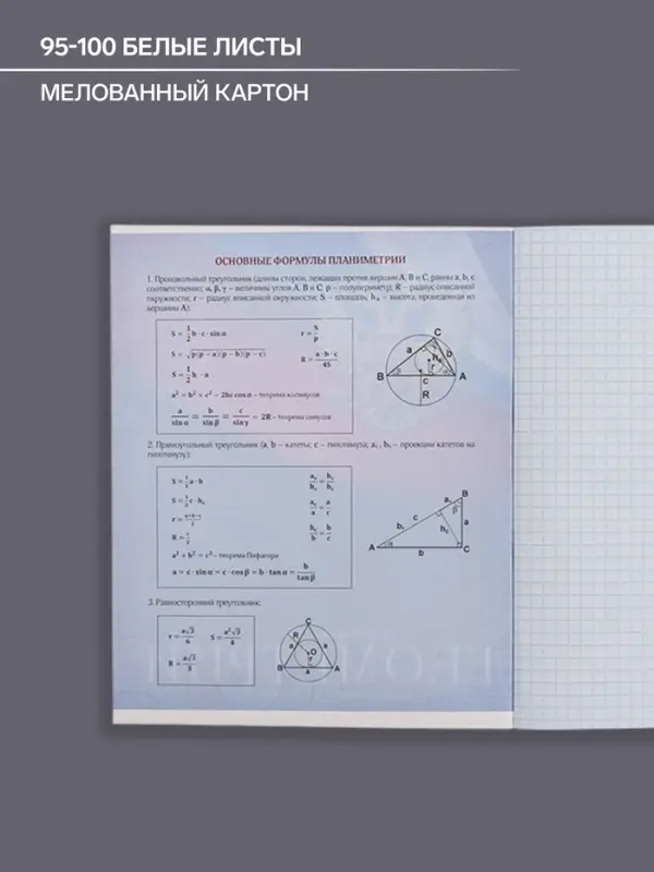Тетрадь предметная 48 листов в клетку, Calligrata «Герб. Геометрия», обложка мелованный картон Тетрадь предметная 48 листов в клетку, Calligrata «Герб. Геометрия», обложка мелованный картон