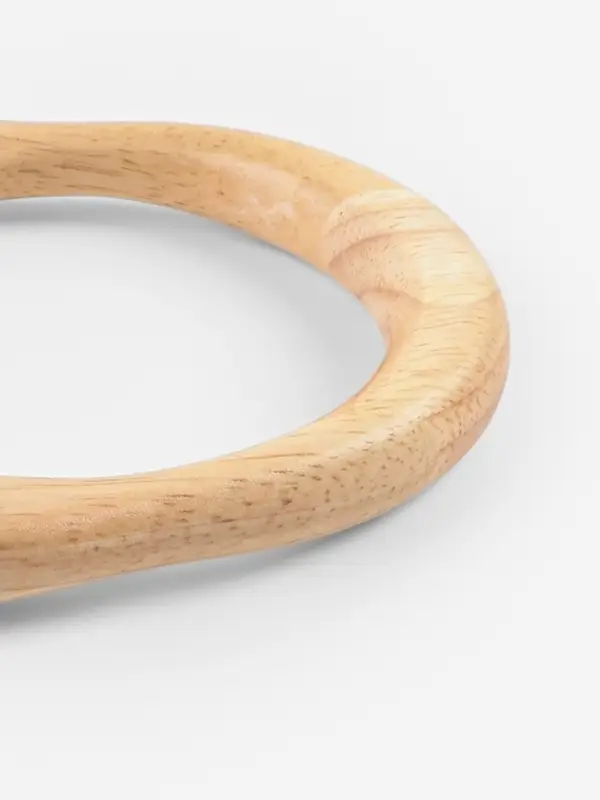 Ручки для сумки деревянные, с полукольцами, 10.3&times;8 см, 2 шт., цвет бежевый, золотой