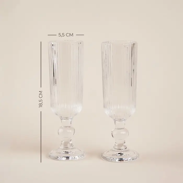 Бокалы для шампанского SL Home &laquo;Модерн&raquo;, 150 мл, 5.5&times;18.5 см, набор 2 шт., стекло, прозрачные