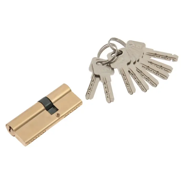 Цилиндровый механизм, 80 мм, латунь, 7 перфорированных ключей