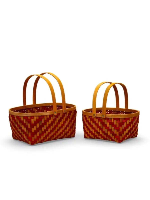 Набор корзин 2 шт 34х27х14  26х24х13 см ручка h=18/18 см красн-оранж
