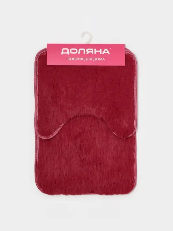 Коврики для ванной и туалета Доляна &laquo;Пушистик&raquo;, 2 шт., 38&times;40 см, 40&times;60 см, бордовые