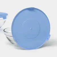 Салатники Доляна &laquo;Классика&raquo; с крышками, набор 5 шт.: 900/500/350/200/130 мл, стекло, голубые