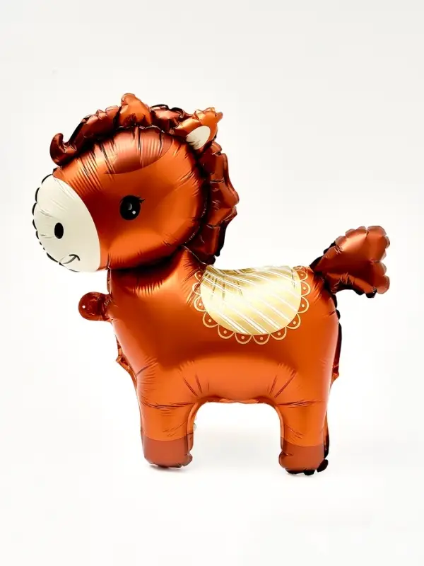 Воздушный шар фольгированный 3D 25" "Лошадка" цвет коричневый, под воздух