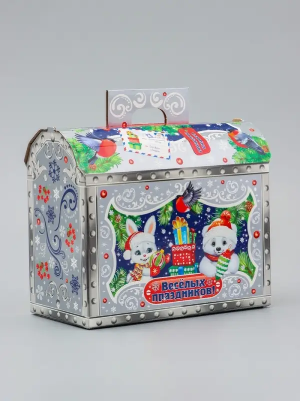 Коробка Новогодняя подарочная Коробка Новогодняя подарочная "Серебро" 22 х 19,5 х 13,5 см