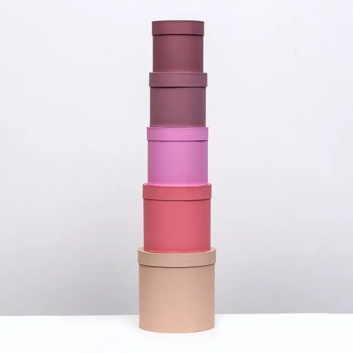 Набор шляпных подарочных коробок 5 в 1&laquo; Кофейный&raquo;, 23&times;23 - 14&times;14 см