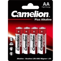 Батарейка Camelion AA/LR 6 Plus Alkaline BL-4 (LR 6-BP4, 1.5В)(4 шт в уп.)