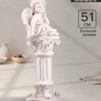 Фигура гипс &laquo;Ангел сидя на колонне&raquo;, состаренный, 16&times;16&times;51 см