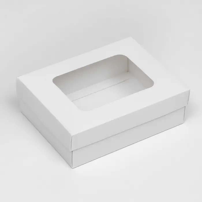 Коробка подарочная складная, упаковка, крышка - дно, с окном, белая, 16.5×12.5×5.2 см Коробка подарочная складная, упаковка, крышка - дно, с окном, белая, 16.5×12.5×5.2 см