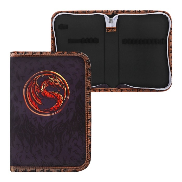 Пенал 1 секция, 133 х 200 х 35 мм, текстильный, Феникс Пенал 1 секция, 133 х 200 х 35 мм, текстильный, Феникс "Огненный дракон"