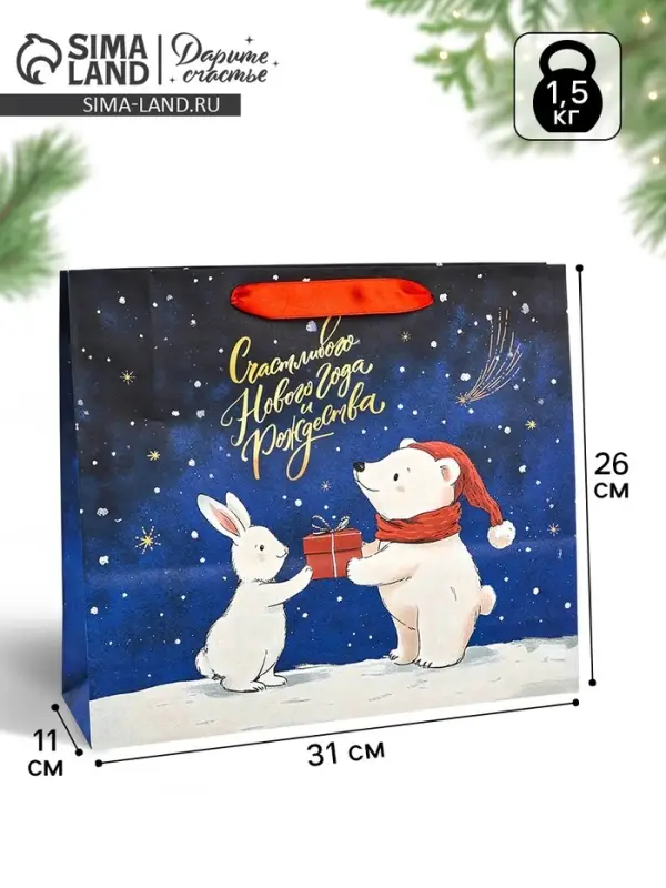 Пакет подарочный новогодний &laquo;В Новогоднюю ночь&raquo;, 30&times;9&times;25.5 см