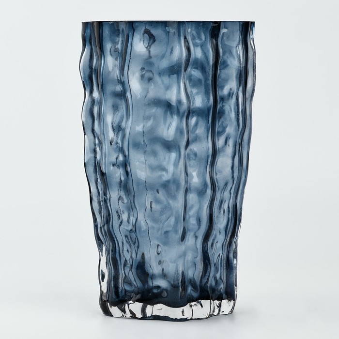 Ваза для цветов «Марбл блу» из синего стекла 23×15×9 см Ваза для цветов «Марбл блу» из синего стекла 23×15×9 см
