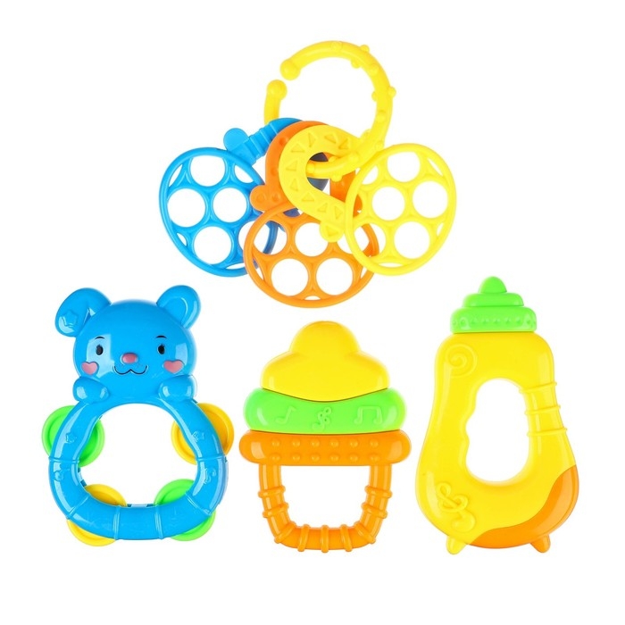 Набор погремушек «Яркое настроение», 4 шт., Крошка Я Набор погремушек «Яркое настроение», 4 шт., Крошка Я