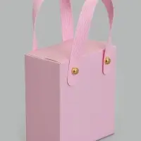 Коробка - пакет с ручками подарочная, 10&times;8.5&times;5 см, розовая