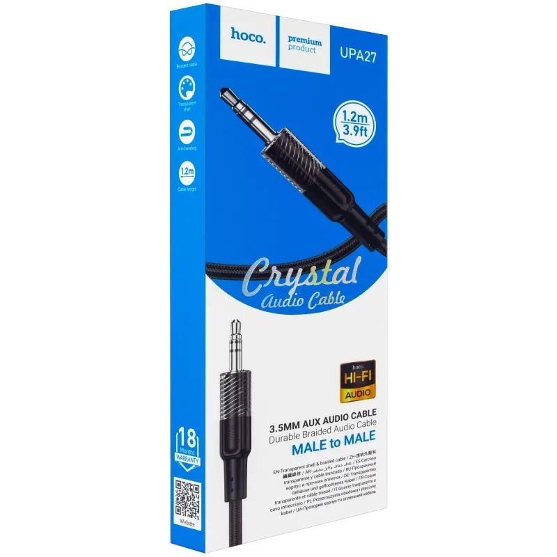 Кабель AUX 1,2M UPA27 HOCO черный